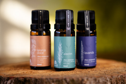 Trio Aromático Evaê - Óleo essencial puro de Laranja, Alecrim e Lavanda.